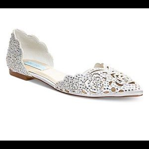 Blue by Betsie Johnson rhinestone flats